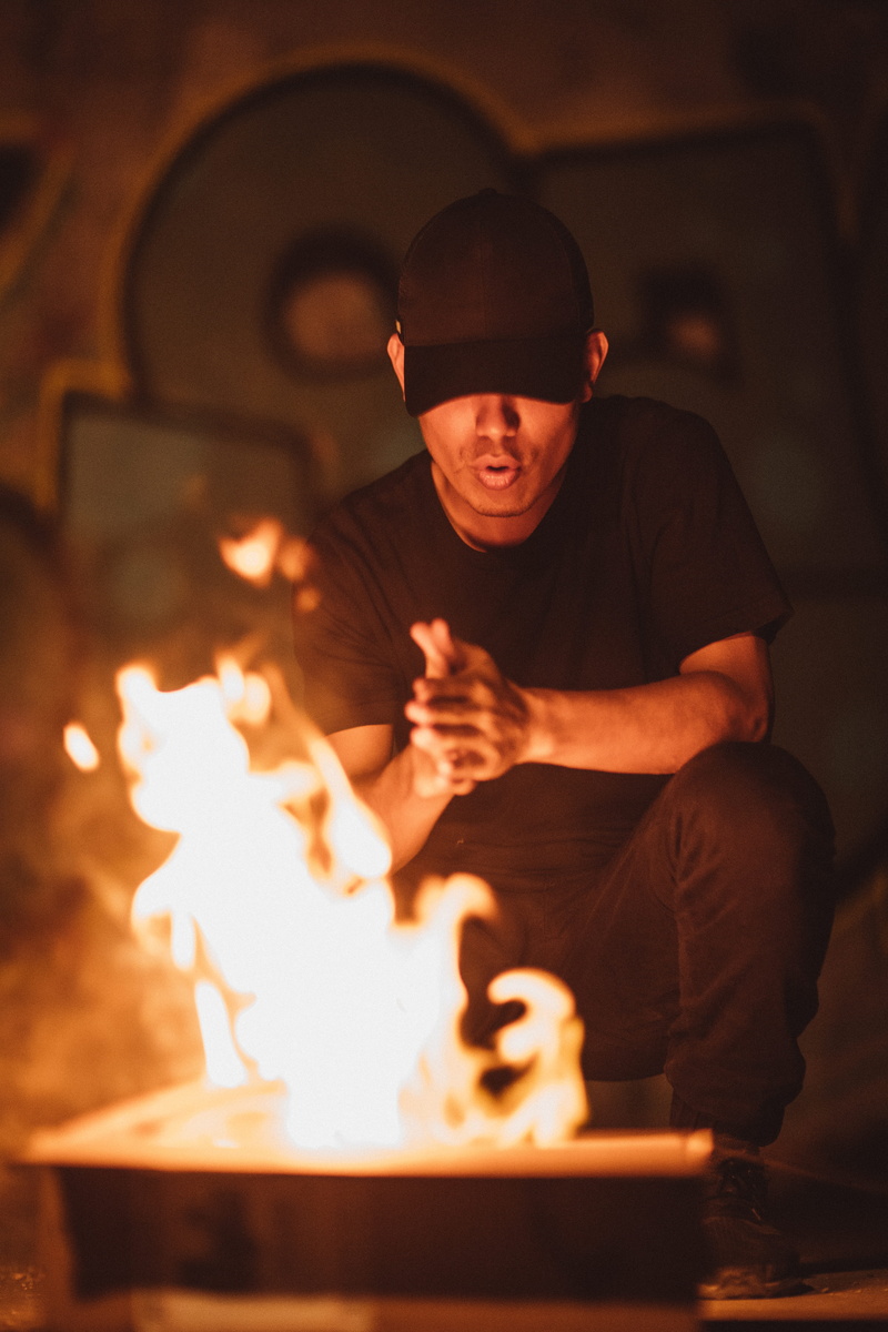 fire, black, bonfire, warmly, glowing, males, blaze, flame, front view, front, hat, heat - temperature, dark, sitting, hot, men, mid adult, heat, calm