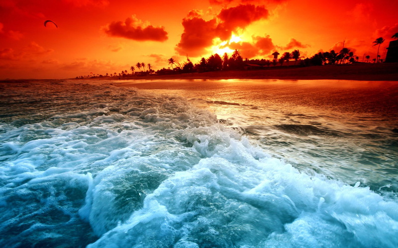 fiery sky, 1080P, nature and landscapes, sunset, sunsets, nature, beaches, beach, fiery