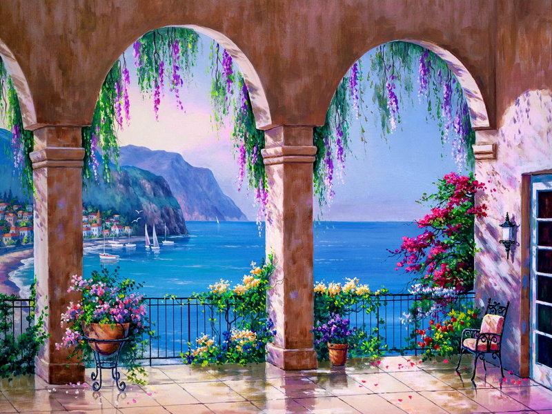 pretty, serenity, lovely, 1080P, beautifu, view, quiet, arch, water, nature, nice, blue, mediterranean, calm