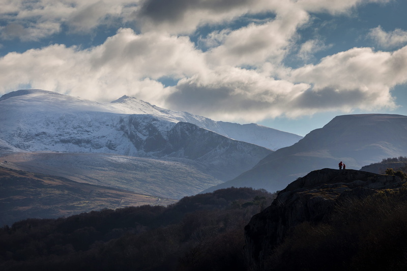 clouds, non-urban scene, landscape, tranquility, hiking, mountain, north wales, scenics - nature, caernarfon, united kingdom, mountain range, snowdon, day