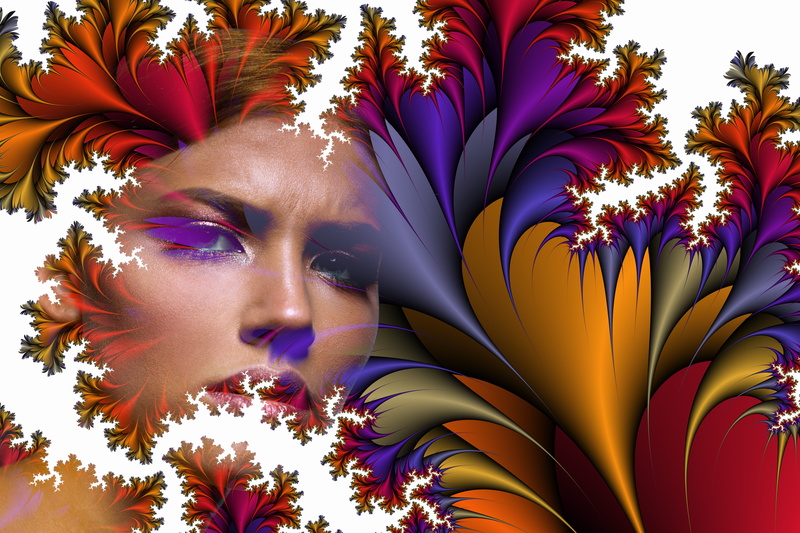 green, flowers, flora, flowering plant, fractals, plant, grace, entwine, portrait, filigree, curlicue, young women, multi colored, females, 5K, traditional