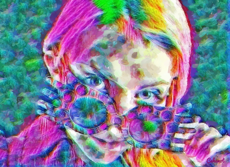 backgrounds, colorful, multi colored, creativity, headshot, Luna Lovegood, movie, pink color, pictura, cehenot, harry potter, dyed hair, human face, Evanna Lynch