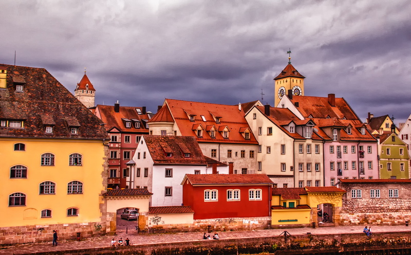 cityscape, row house, roof, day, orange, tower, houses, 4K, building, danube, town, colorful, no people, historically, summer, townscape, outdoors, germany