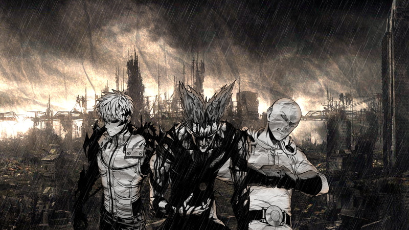 One-Punch Man - Season 2, Anime, One-Punch Man, Rain, Garou (One-Punch Man), Genos (One-Punch Man), 1080P, Saitama (One-Punch Man)