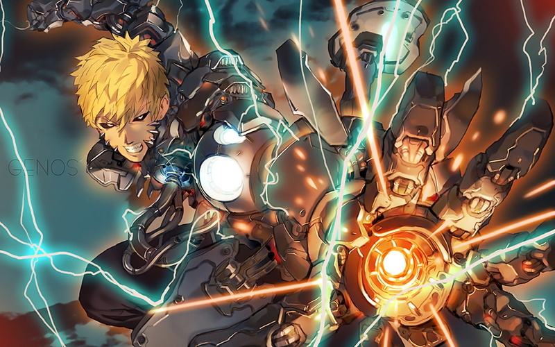 1080P, cyborg, Genos, lightning, One-Punch Man