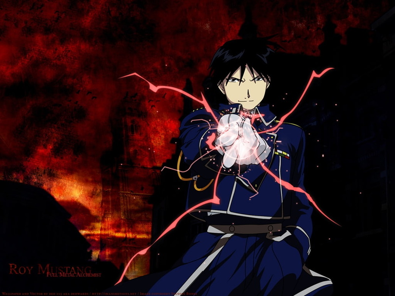 lightning, hd, mustang, metal, 480P, anime, art, roy, full, alchemist, Roy Mustang, Energy, glove