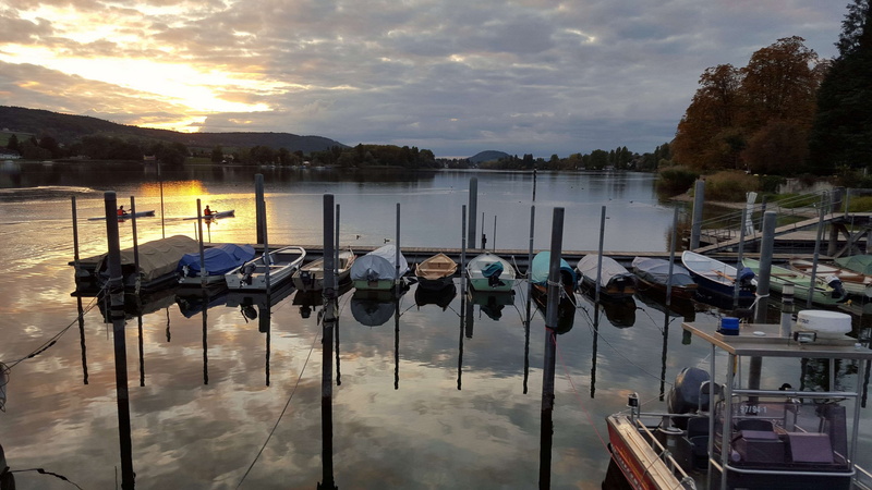 4K, nature, tranquil scene, stein am rhein, mountain, wooden post, cloud - sky, reflection, sky, moored, sunset, tranquility, scenics - nature, beauty in nature