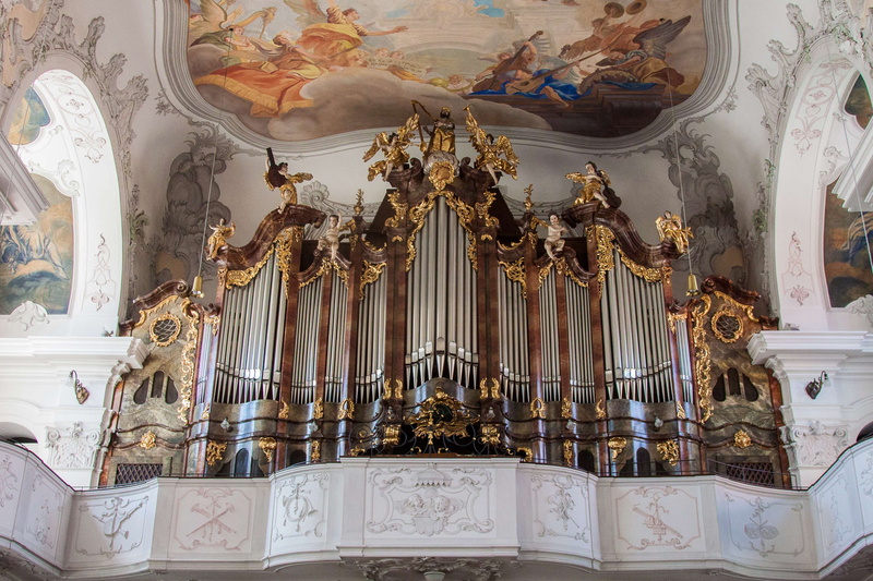place of worship, human representation, no people, architecture, built structure, art and craft, lake constance, organ, mural, low angle view, lindau, building