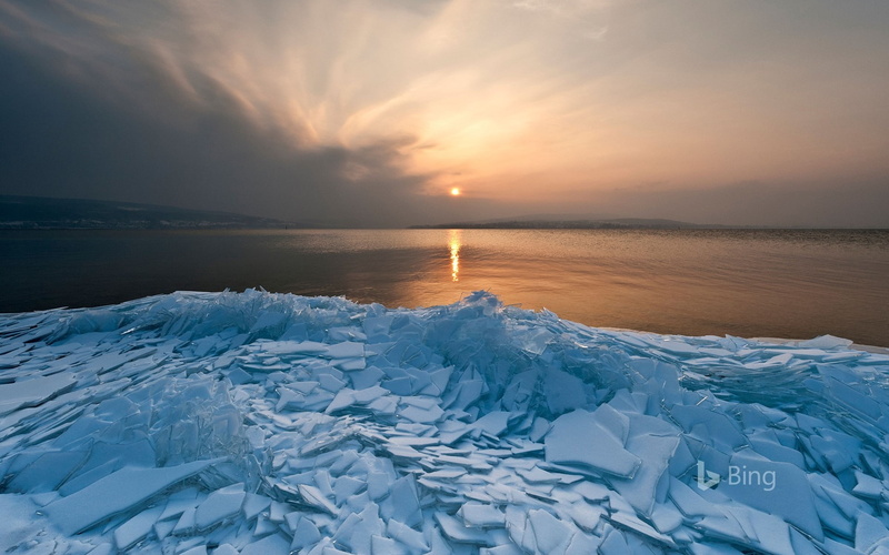 germany, sun, environment, water, sunset, cloud - sky, 1080P, floes, sea, snow, cold temperature, lake, horizon over water, nature, winter, landscape