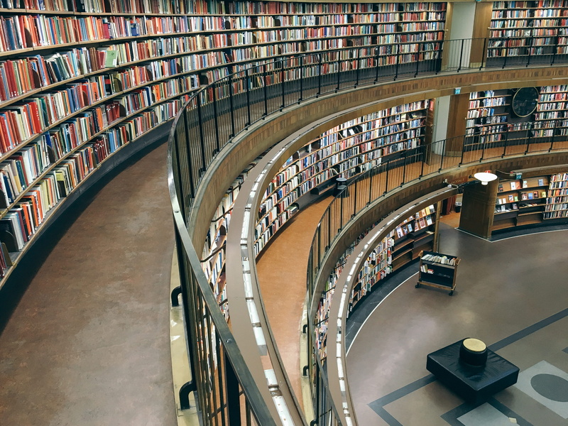 literature, shop, stockholm public library, large group of objects, architecture, 4K, library interior, people, bookstore, books, storey, interior, nordic classicism