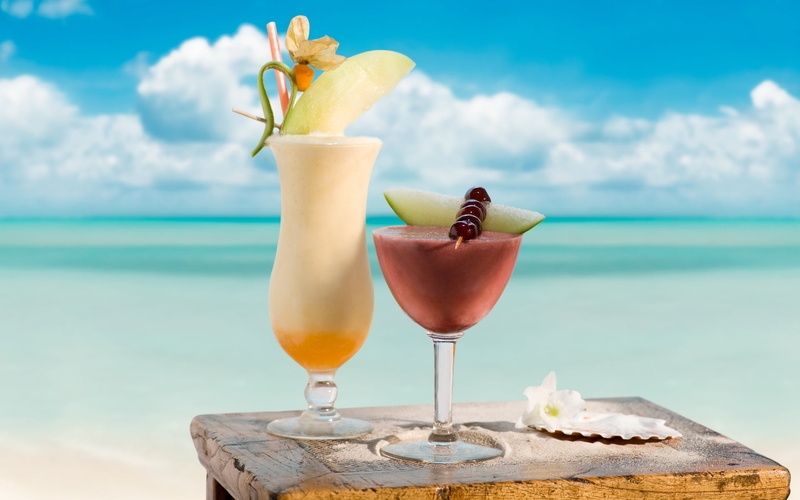 no People, cloud - sky, glass, cocktail, mock, travel, island, pina Colada, healthy eating, cherry, relaxation, alcohol, outdoors, flower, horizon over water