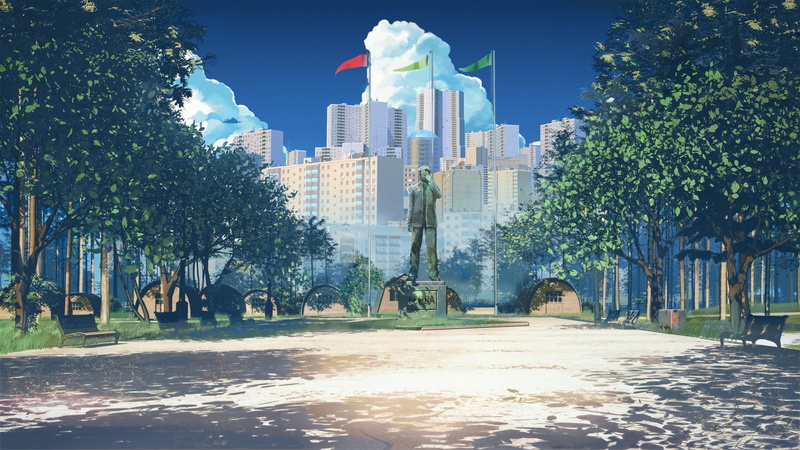 no people, modern, plant, outdoors, built structure, architecture, Everlasting Summer, building exterior, cityscape, skyscraper, flag, office building exterior