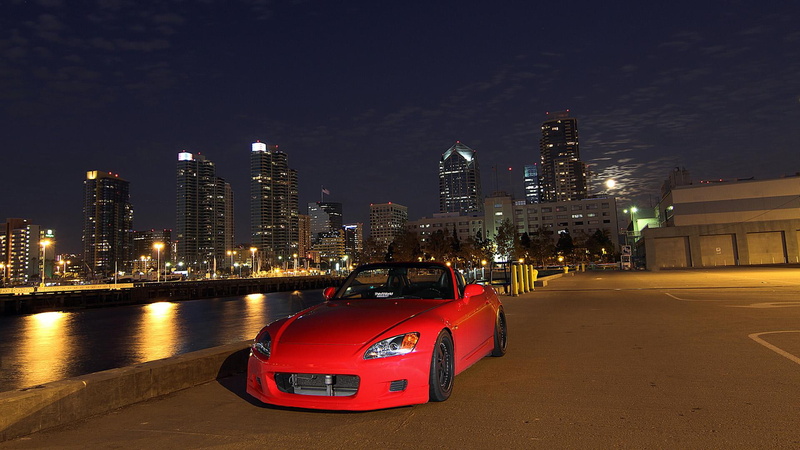 red, city, 1080P, s, desktop, honda, s2000, night