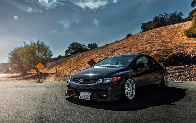 civic, si, view, honda, black, side view, side, 720P