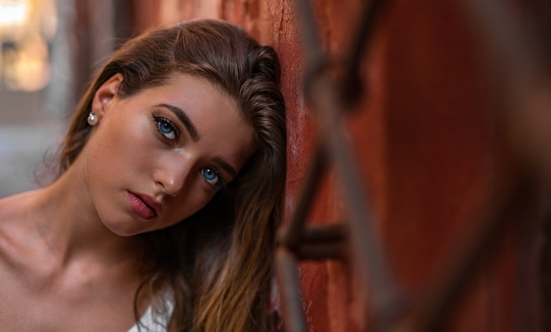 beautiful woman, brown hair, women, young adult, eyeliner, hairstyle, face, beautiful people, contemplation, one person, headshot, Marco Squassina, close-up