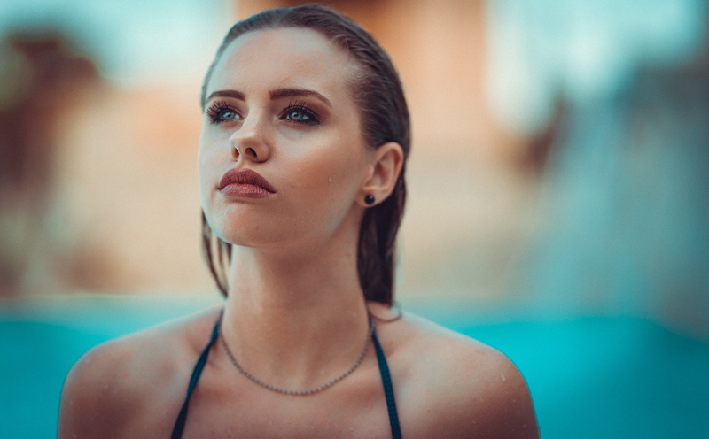 wet hair, face, portrait, 1080P, bare shoulders, water drops, Marco Squassina, women