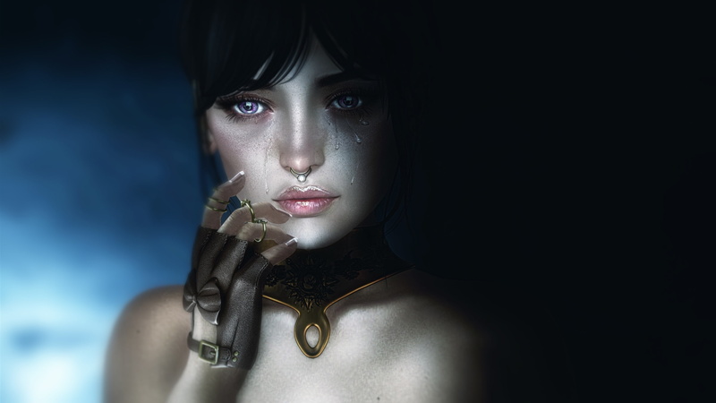 anime, Tears, Face, Fantasy, 2K, Girl, Sadness, photo, character