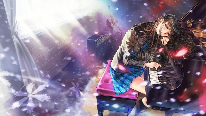 sad, white album, album, piano, white, girls, touma kazusa, kazusa, anime girls, anime, touma, 720P
