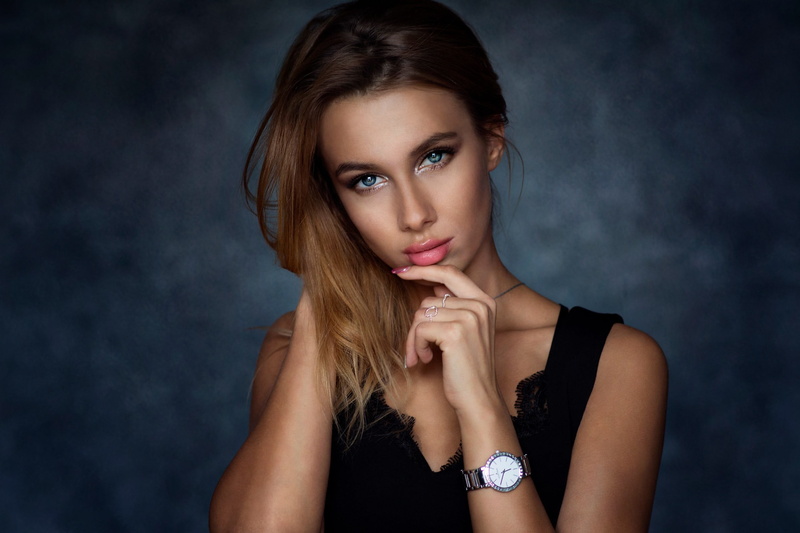 beauty, young adult, adult, black background, one person, headshot, Sean Archer, young women, portrait, indoors, human face, 2K, juicy lips, contemplation