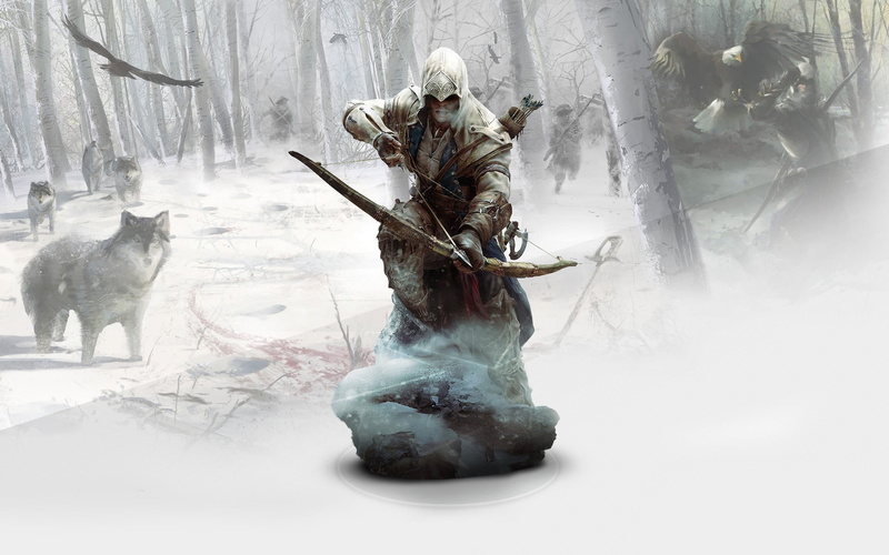 real people, smoke - physical structure, Connor Kenway, day, full length, plant, Assassins Creed III, winter, human representation, nature, sculpture, Assassins Creed