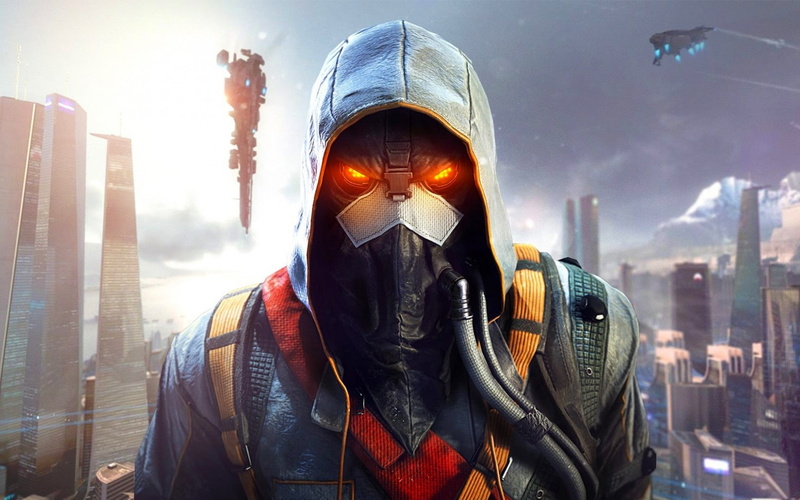 720P, city life, skyscraper, Helghast, Killzone shadow fall, Guerrilla games, adult, built structure, modern, pollution, Soldiers, males, lens flare, street