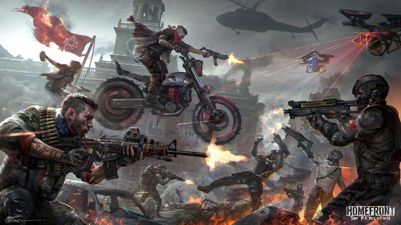 scarf, weapon, Homefront: The Revolution, fire, pistol, war, soldier, scan, bullet, army, sparks, fighting, drone, machine gun, 1080P, rifles, laser, Sub machine gun