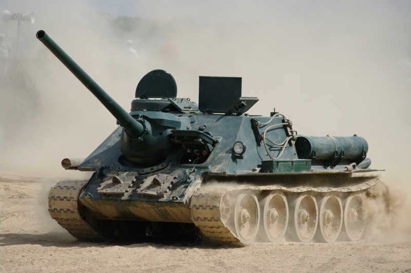 installation, tanks, dust, battle, Second, world, 4K, SU-100, Soviet, war, (SAU), fighter, self-propelled artillery, tank, period, green