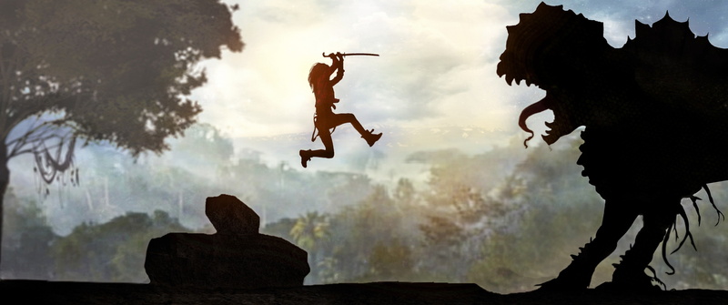 warrior, art, silhouette, fantasy art, fantasy, monster, 2K