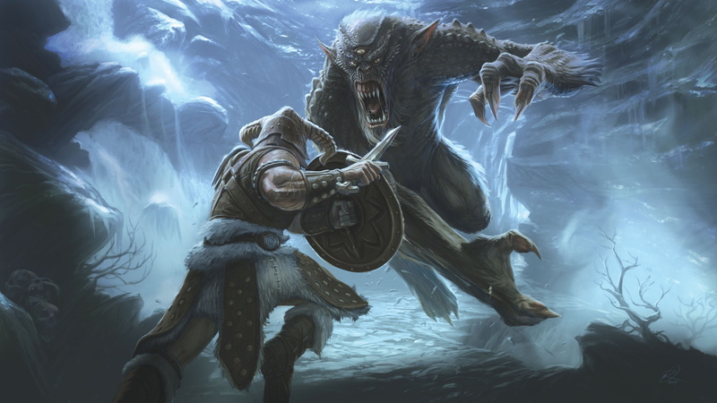 trolls, The Elder Scrolls V: Skyrim, fantasy art, 4K