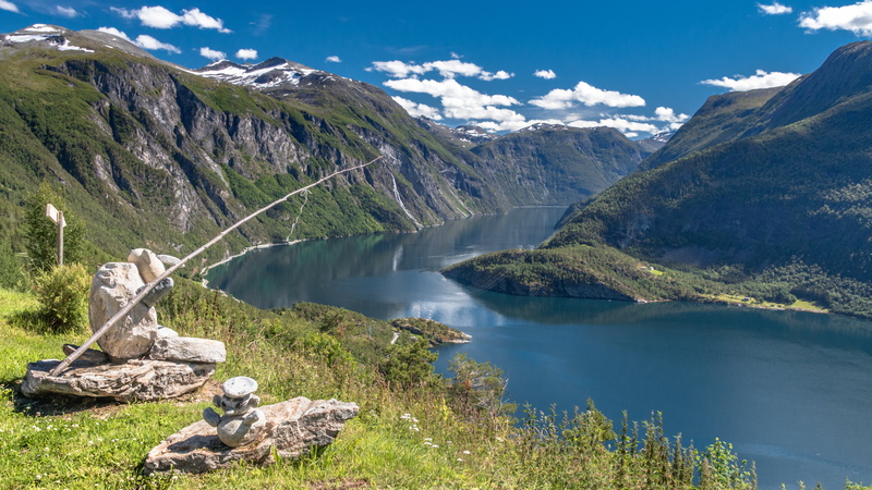 clouds, Urlaub, hiking, outdoors, beside, Møre og Romsdal, Sommer, blue sky, troll, Canon  EOS  70D, Norwegen, european Alps, lake, water  sky, mountain