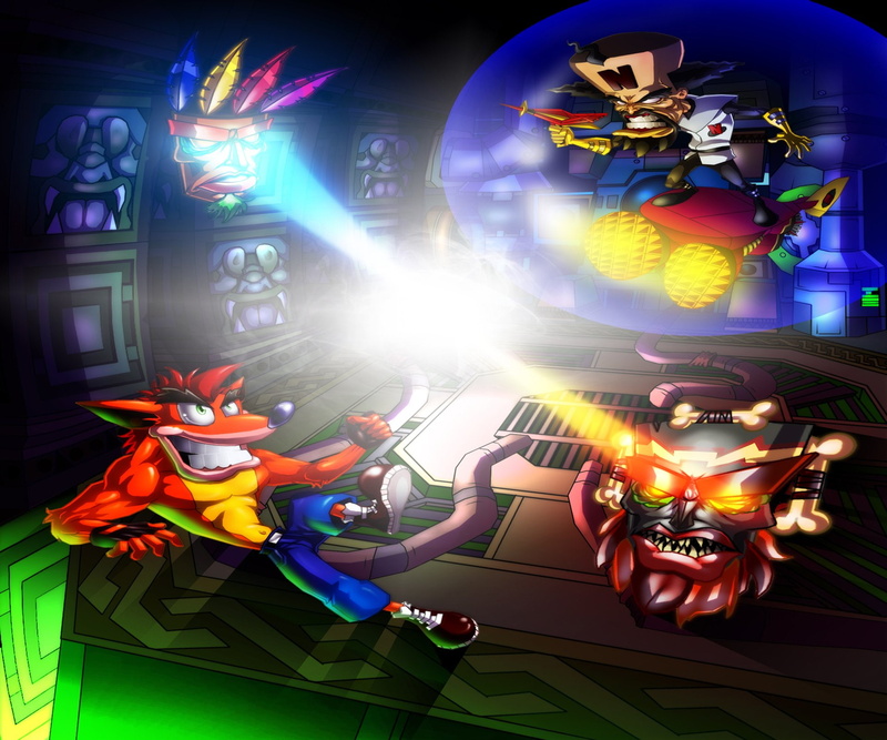 Neo Cortex (Crash Bandicoot), Uka Uka (Crash Bandicoot), Aku Aku (Crash Bandicoot), Crash Bandicoot (Character), 1080P, Crash Bandicoot, Video Game