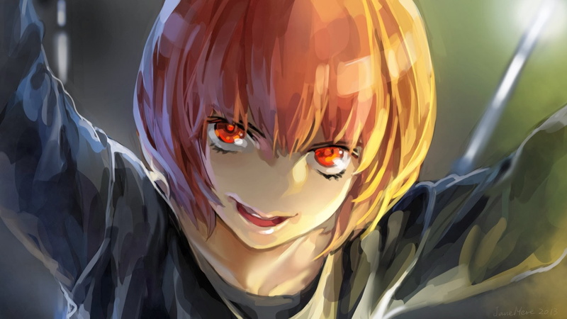 red eyes, short hair, Nakamura Sawa, 1080P, anime girls, anime, Aku no Hana