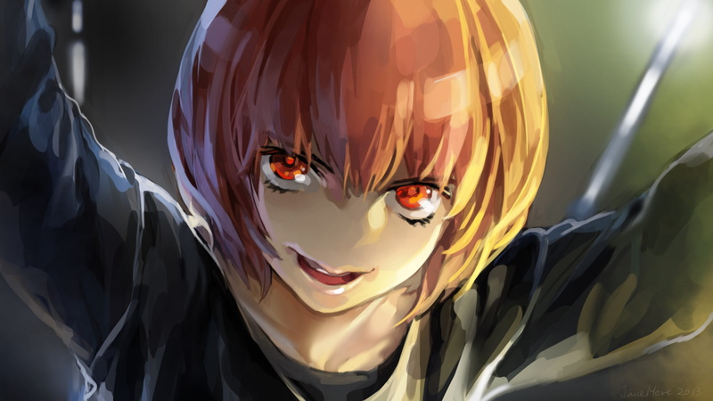 sawa, brown, short, hana, 1080P, aku, eyes, close, janemere, nakamura, hair, red