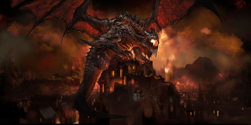 cataclysm, world, video, x, Deathwing, warcraft, art, world of warcraft, hd, 2K, games
