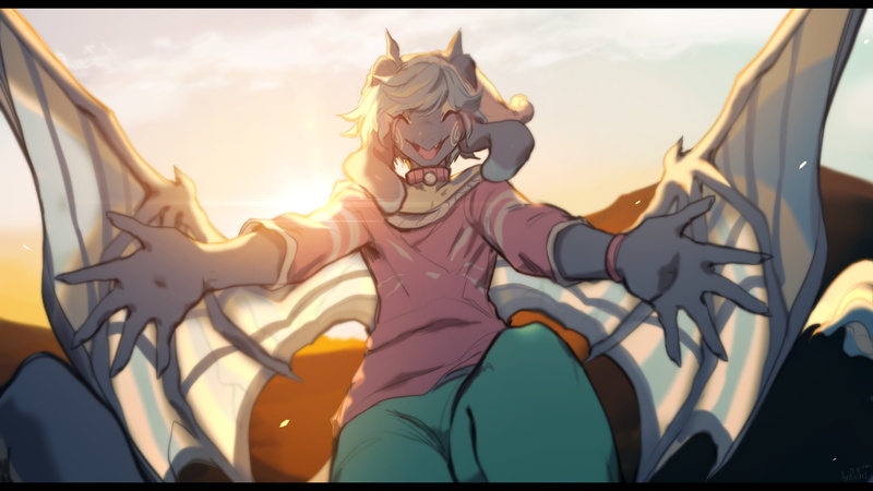 dragon, Anthro, women, dragon girl, Sun, furry, wings, 2K