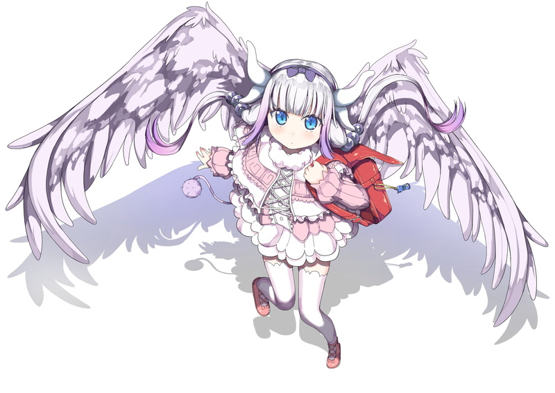 angel wings, Anime, kobayashi-san chi no maid dragon, 1080P, kamui kanna