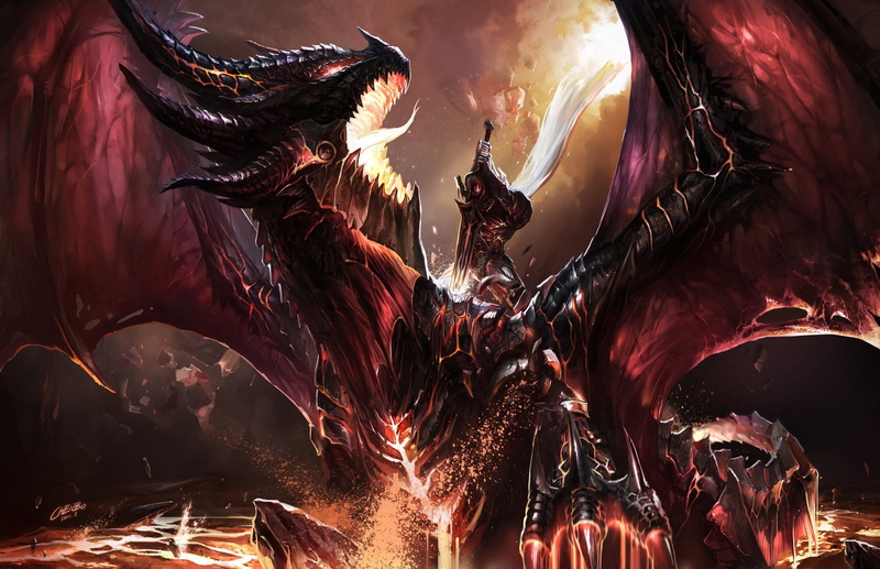 dragon, sword, video games, World of Warcraft, 1080P, fantasy art, Deathwing