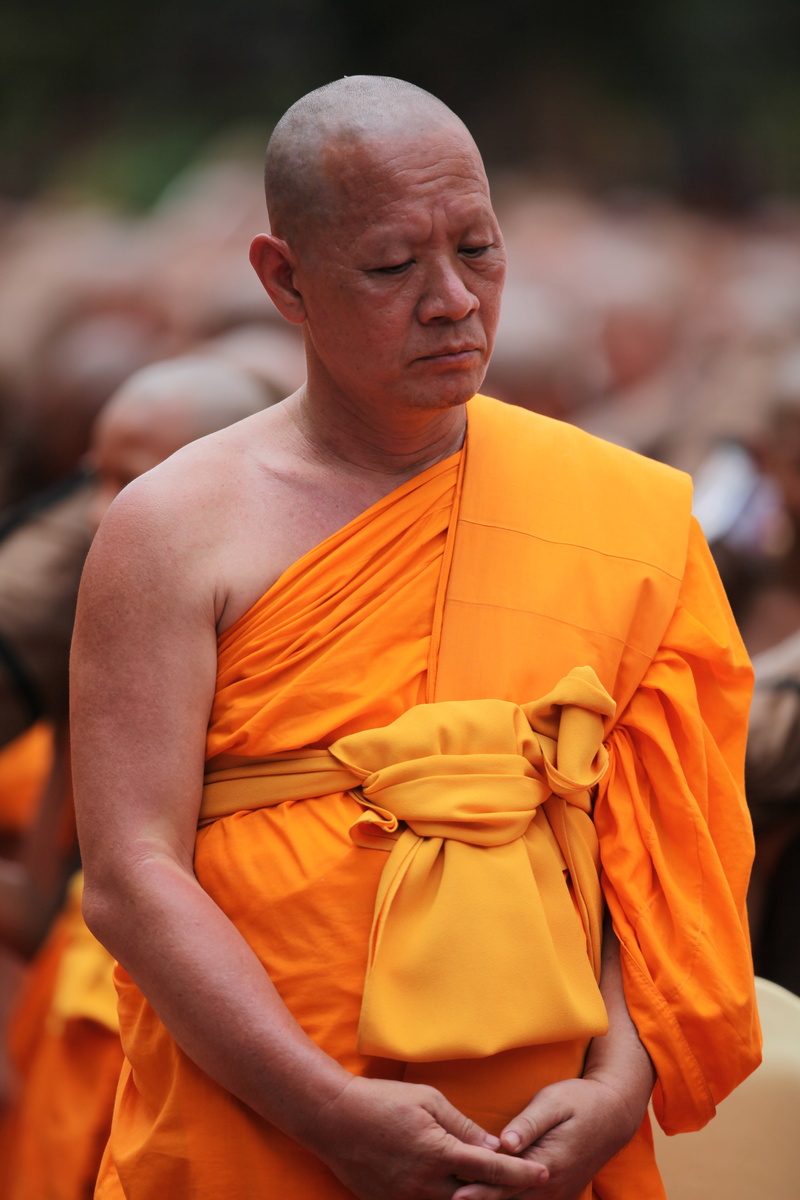 million, contemplation, incidental people, asia, temple, ceremony, orange color, dhammakaya pagoda, traditional clothing, phra dhammakaya, orange, monk