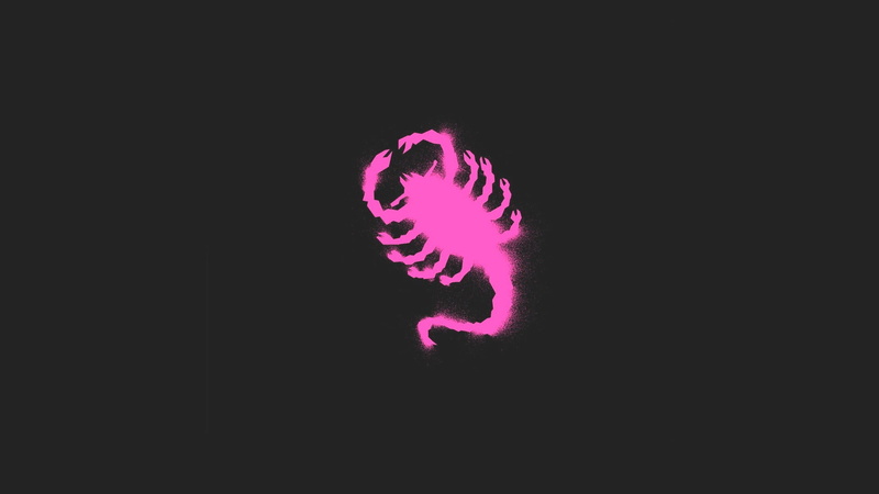 studio shot, no people, pink, illuminated, animal themes, nature, emotion, 1080P, close-up, silhouette, scorpion, minimalism, glowing, animal, copy space