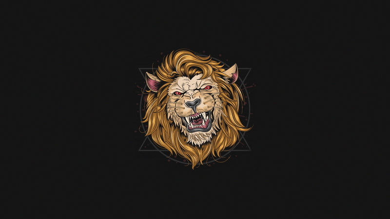 artwork, lion, animals, minimalism, 1080P, simple background, big cats