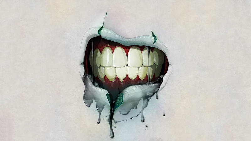 healthcare and medicine, animal, one animal, mouths, food, Joker, sea life, green, nature, artwork, table, close-up, teeth, animal themes, indoors, copy space