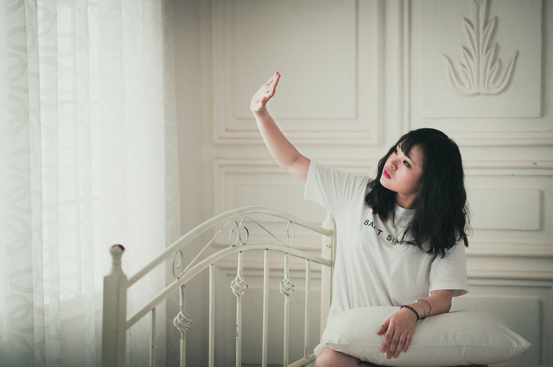 female, sitting, white, arms raised, young women, lifestyles, girl, woman, pose, beautiful, human arm, style, hairstyle, model, glamour, adult, room, indoors