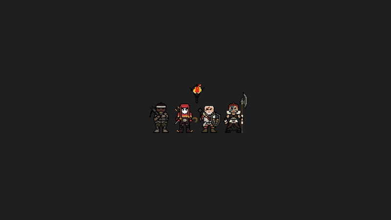 dark, real people, nature, indoors, group of people, studio shot, lifestyles, nightlife, copy space, night, pixel art, characters, Darkest Dungeon