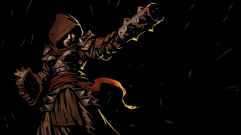 male likeness, Vestal, 1080P, illuminated, art and craft, hood, video games, no people, Darkest Dungeon, night, creativity, person, mace, dark, arts culture and entertainment