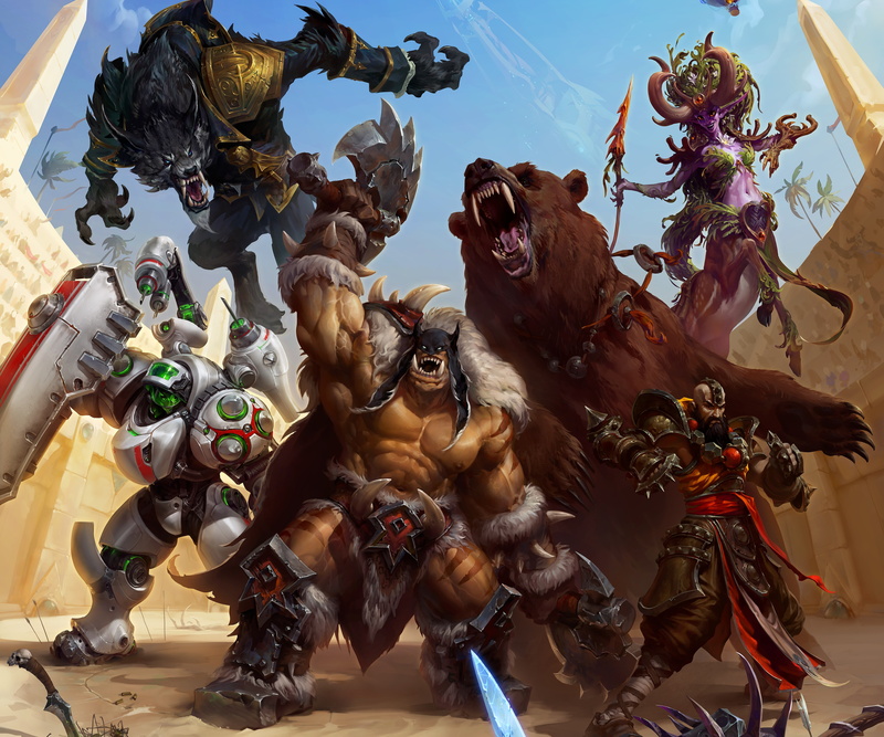 Lt Morales, Kharazim, 8K, game, Rexxar, digital, Greymane, Arena Mode, bear, characters, Heroes of the Storm, Lunara