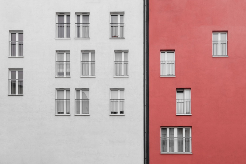 built Structure, brick, painted, buildings, facade, window ledge, concrete, city, building, architectural, building Exterior, pattern, no People, 5K, pink