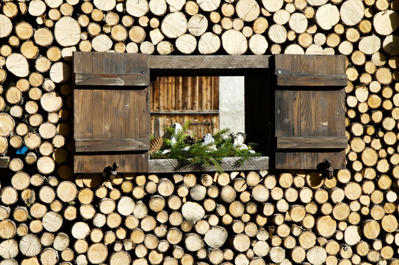 large group of objects, building exterior, pattern, branch, branch sections, architecture, wood - Material, wood, outdoors, shutters, log, window, no people