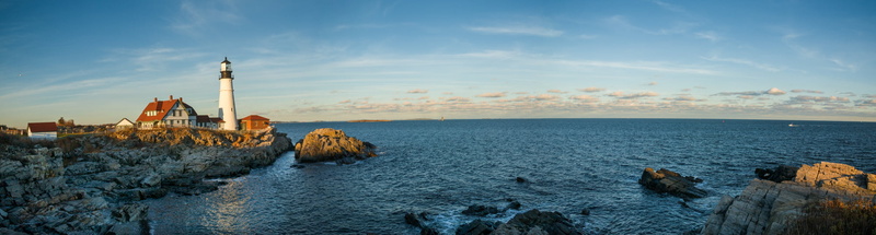 photo, Casco Bay, Lighthouse, head, sky, sea, Explore, 1080P, famous Place, tower, scenics, Portland Head Light, Gulf Of Maine, blue, black, white, light