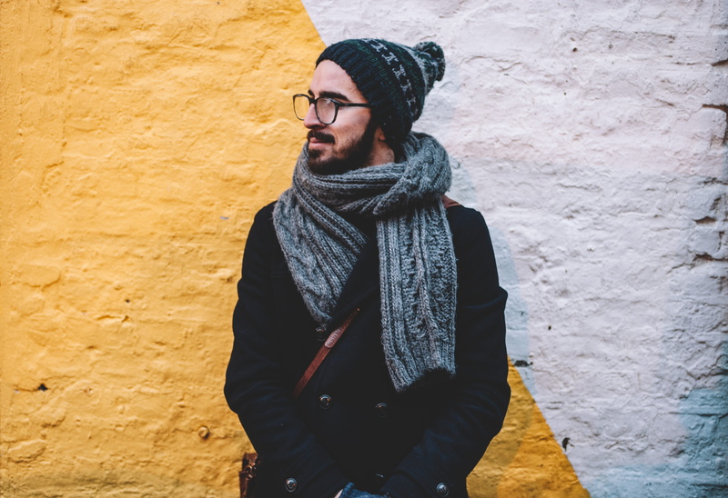 warm clothing, one Person, adults only, young Adult, beard, people, leather, jacket, adult, looking, only men, one man only, scarf, clothing, front, guy