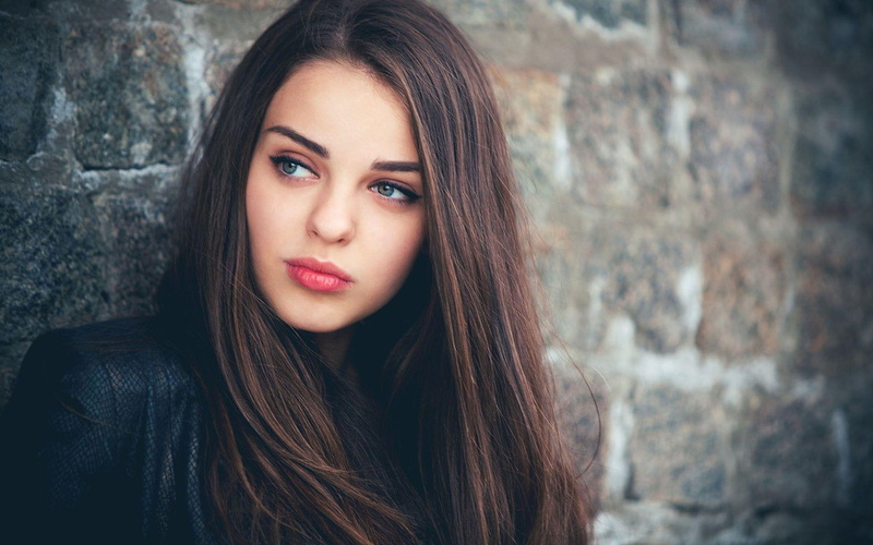 girls, black, brick, woman, 1920x1200, haired, wall, brunette, 1080P, next